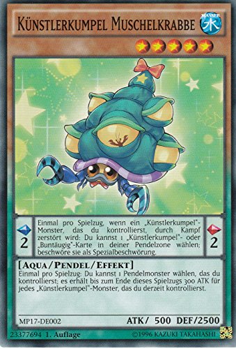 MP17-DE002 - Künstlerkumpel Muschelkrabbe - Common - DE - im Set mit Ultrapro Toploader - Yugioh von Konami -