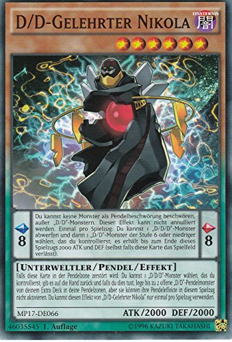Konami - Yugioh - D/D-Gelehrter Nikola - Common - DE - im Set mit Ultrapro Toploader - Yugioh - Schwarz - 1 Stück von Konami -