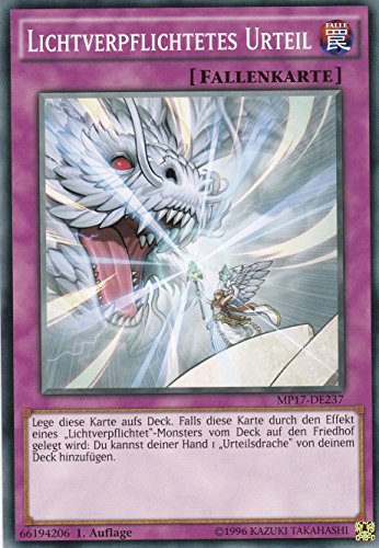 Konami - Yugioh-Karte: Lichtverpflichtetes Urteil - Common - DE - im Set mit Ultrapro Toploader von Konami -