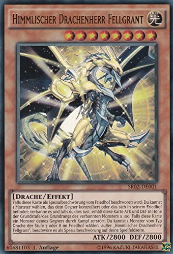 SR02-DE001 - Himmlischer Drachenherr Fellgrant - Ultra Rare - DE - im Set mit Ultrapro Toploader - Yugioh von Konami -