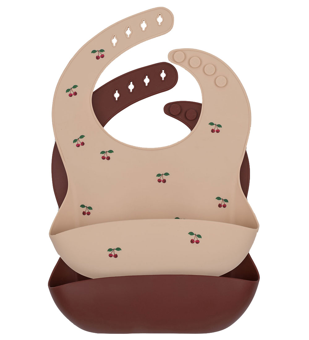 Konges Sløjd Lätzchen - Silikon - 2er-Pack - Cherry/Mocca - Konges Sløjd - One Size - Lätzchen von Konges Sløjd