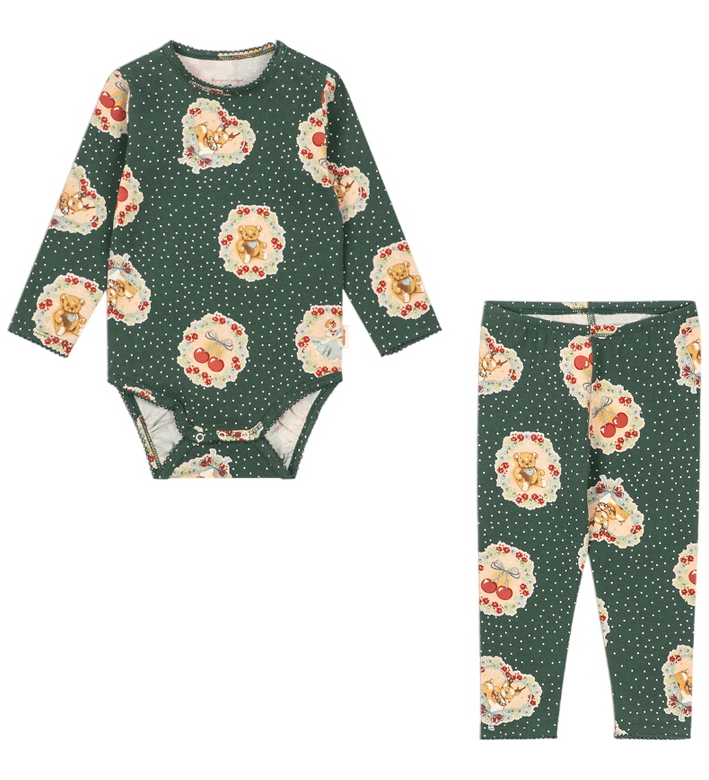 Konges Sløjd Set - Hosen/Body l/ä - Deer Tagebuch Green - Konges Sløjd - 1½ Jahre (86) - Body L/Ä von Konges Sløjd