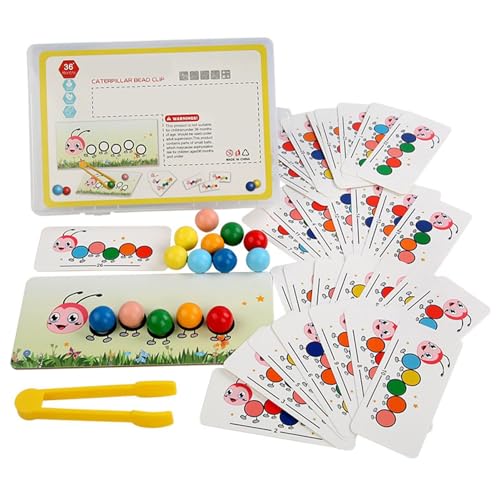 Kongou Clip Bead Game, Caterpillar Peg Board Perlen Spiel, Zählendes Zuordnungsspiel Perlen Brettspiel Spielzeug, Regenbogen Clip Perlen Puzzle, Montessori Sortierspiele Lernspielzeug Für Kinder von Kongou