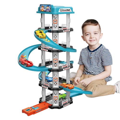 Kongou Spielzeugautogarage, Parkgarage Spielzeug - Rennwagen-Rampenbahn-Spielzeug-Spielset | Auto-Garage-Parkspielzeug, Park-Abenteuerspaßspielzeug, Weihnachtsgeburtstagsgeschenke für Kinder von Kongou