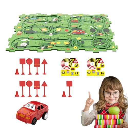 Puzzle Rennautobahn,27-teiliges DIY-Autobahn-Puzzle | Multifunktionale Puzzle-Bahn, pädagogisches Kinderspielzeug für Bildung, Zuhause, Geburtstagsgeschenk ab 3 Jahren Kongou von Kongou