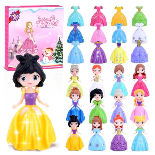 Konijiwa Weihnachts Adventskalender Mädchen 24-Tage Countdown Kalender Kinder Prinzessin Dress Up DIY Motor Skills Outfits und Frisuren Surprise Verformung Spielzeug Kreative Geschenke von Konijiwa