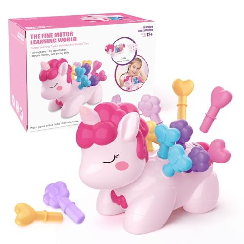 Montessori Spielzeug für 1 Jahr Baby Mädchen Kleinkind Sensorik Babyspielzeug 12-18 Monate Pop Fidget Spinning Frühe Entwicklung Einhorn Geschenke für Mädchen von Konijiwa