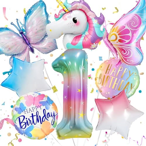 Konoz 1. Geburtstag Mädchen, Einhorn Geburtstagsdeko 1 Jahr Mädchen, Einhorn Luftballons 1. Geburtstag, Einhorn Kinder Party Deko, Folienballon 1 und Schmetterling Deko Geburtstag Konoz 1. Geburtstag Mädchen, Einhorn Geburtstagsdeko 1 Jahr Mädchen, Einhorn Luftballons 1. Geburtstag, Einhorn Kinder Party Deko, Folienballon 1 und Schmetterling Deko Geburtstag von Konoz
