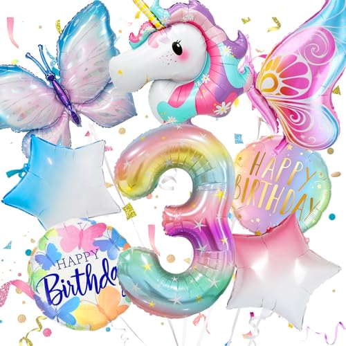 Einhorn Einhorn Geburtstagsdeko 3 Jahre Mädchen,3. geburtstag mädchen,Einhorn Luftballons 3. Geburtstag, Einhorn Deko Kindergeburtstag, Deko 3. Geburtstag, Folienballon 3 und Schmetterling Deko Einhorn Einhorn Geburtstagsdeko 3 Jahre Mädchen,3. geburtstag mädchen,Einhorn Luftballons 3. Geburtstag, Einhorn Deko Kindergeburtstag, Deko 3. Geburtstag, Folienballon 3 und Schmetterling Deko von Konoz