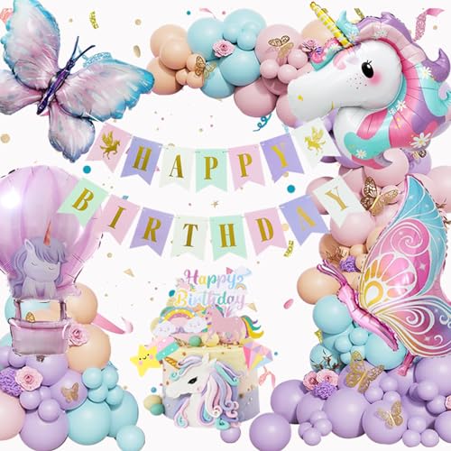 Konoz Einhorn Geburtstagsdeko Mädchen, Einhorn Deko Kindergeburtstag, Einhorn Luftballons, 1-10 Jahre Happy Birthday Deko, Kindergeburtstag Deko, Schmetterling Folienballon Geburtstag Mädchen Deko Konoz Einhorn Geburtstagsdeko Mädchen, Einhorn Deko Kindergeburtstag, Einhorn Luftballons, 1-10 Jahre Happy Birthday Deko, Kindergeburtstag Deko, Schmetterling Folienballon Geburtstag Mädchen Deko von Konoz