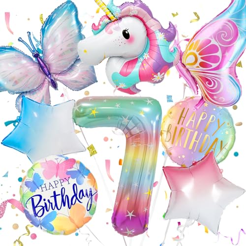 Konoz Geburtstagsdeko 7 jahre Mädchen, Einhorn 7. geburtstag mädchen, Einhorn Luftballon 7 Jahre, Einhorn Deko, Deko Geburtstag 7 Jahre Mädchen, Folienballon 7 und Schmetterling Deko Geburtstag Konoz Geburtstagsdeko 7 jahre Mädchen, Einhorn 7. geburtstag mädchen, Einhorn Luftballon 7 Jahre, Einhorn Deko, Deko Geburtstag 7 Jahre Mädchen, Folienballon 7 und Schmetterling Deko Geburtstag von Konoz