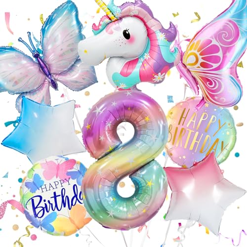 Konoz Geburtstagsdeko Mädchen 8 Jahre, Einhorn 8. geburtstag mädchen, Einhorn Luftballon 8. Geburtstag, Einhorn Deko, Deko Geburtstag 8 Jahre Mädchen, Folienballon 8 und Schmetterling Deko Geburtstag Konoz Geburtstagsdeko Mädchen 8 Jahre, Einhorn 8. geburtstag mädchen, Einhorn Luftballon 8. Geburtstag, Einhorn Deko, Deko Geburtstag 8 Jahre Mädchen, Folienballon 8 und Schmetterling Deko Geburtstag von Konoz