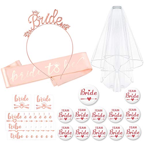 Konsait JGA Accessoires Frauer, Rose Gold JGA Deko Braut to be Schärpe, Braut Tiara, Schleier, JGA Buttons, Tattoos für Hochzeit,Junggesellinnenabschied Frauen Deko Accessoires Konsait JGA Accessoires Frauer, Rose Gold JGA Deko Braut to be Schärpe, Braut Tiara, Schleier, JGA Buttons, Tattoos für Hochzeit,Junggesellinnenabschied Frauen Deko Accessoires von Konsait