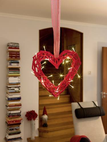 Konstsmide 6217-550 Holz-Figur Herz Warmweiß LED Rot von Konstsmide