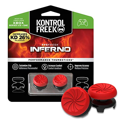 KontrolFreek FPS Freek Inferno für Xbox One und Xbox Series X Controller | Performance Thumbsticks | 2 x Hoch Konkav | Rot von KontrolFreek