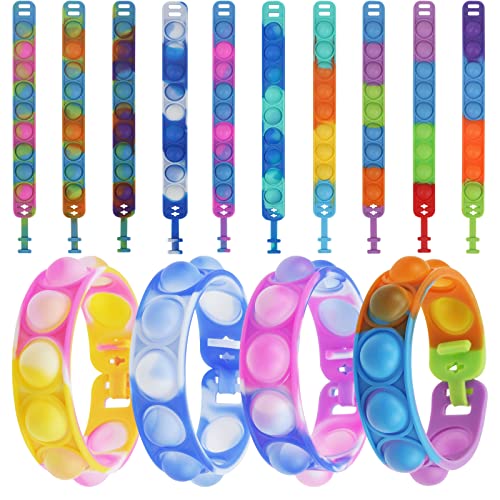 10 Stück Popit Armband Set, Bubble Fidget Armband Spielzeug, Zappelspielzeug Armbänder, Für Kinder Erwachsene von Konxi