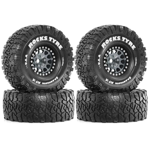 Koolenry 4 Stück 120 mm 1,9 Beadlock-Felgen-Gummireifen-Set für 1/10 RC Crawler Car Axial SCX10 Pro Capra TRX4 D90 von Koolenry