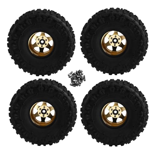 Koolenry 4 Stück 122 mm 1,9 Metall Beadlock Felgen Gummireifen Set für 1/10 RC Crawler Car TRX4 D90 D110 für Axial SCX10 Gelb Koolenry 4 Stück 122 mm 1,9 Metall Beadlock Felgen Gummireifen Set für 1/10 RC Crawler Car TRX4 D90 D110 für Axial SCX10 Gelb von Koolenry