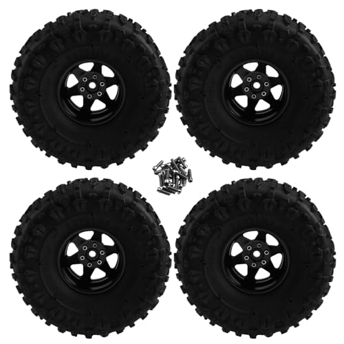 Koolenry 4 Stück 122 mm 1,9 Metall Beadlock Felgen Gummireifen Set für 1/10 RC Crawler Car TRX4 D90 D110 für Axial SCX10 Schwarz Koolenry 4 Stück 122 mm 1,9 Metall Beadlock Felgen Gummireifen Set für 1/10 RC Crawler Car TRX4 D90 D110 für Axial SCX10 Schwarz von Koolenry