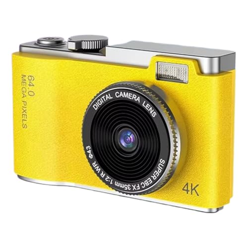 Koolenry 4K CCD Compact Digital Photography Camera 8X Digital Zoom 180 ° Flip Screen Selfie - für Studentenfotografen Gelb von Koolenry