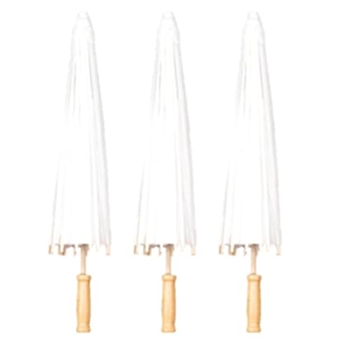 Koolenry Bambus Hochzeitspapier Parasol 3pcs 60 cm Regenvarty Gunst für Brautduschen Herzstück Foto Requisiten von Koolenry