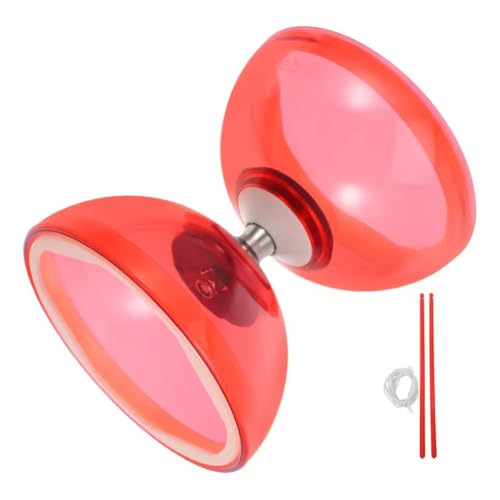 Koolenry Diabolo-Ball mit Dreifachem Lager, Jonglieren, Weiches Gummi, Doppelrad, für Kinder, Outdoor-Spielset, Kristall-TPU, Rot Koolenry Diabolo-Ball mit Dreifachem Lager, Jonglieren, Weiches Gummi, Doppelrad, für Kinder, Outdoor-Spielset, Kristall-TPU, Rot von Koolenry