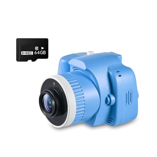 Koolenry Digitalkamera mit Projektor 1080P Kinderkamera mit Projektor 1080P Videokamera mit Stativ und 64 GB SD-Karte Geschenkspielzeug für Kinder Blau von Koolenry