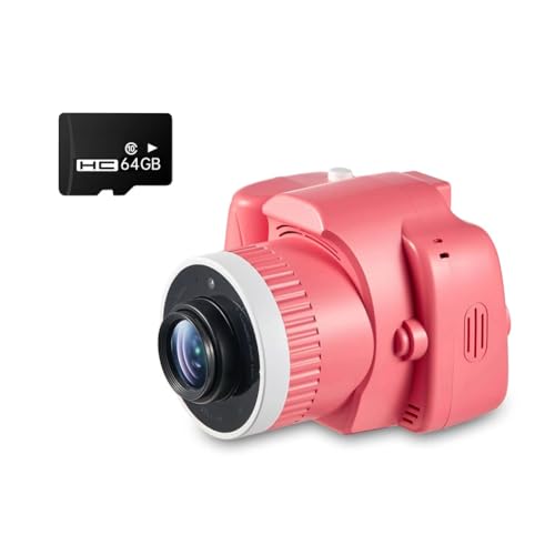 Koolenry Digitalkamera mit Projektor 1080P Kinderkamera mit Projektor 1080P Videokamera mit Stativ und 64 GB SD-Karte Geschenkspielzeug für Kinder Rosa von Koolenry