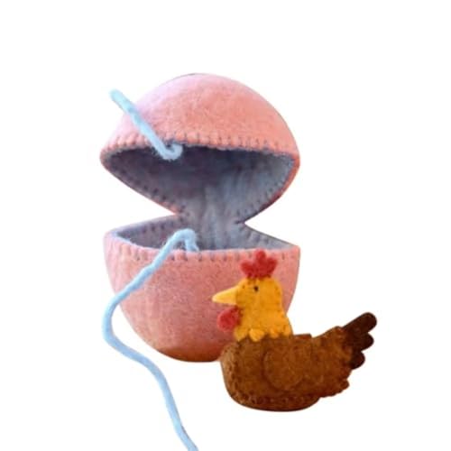 Koolenry Handgefertigtes Osterei Aus Wollfilz mit Überraschungshenne - Umweltfreundliche Frühlingsdekoration für C von Koolenry