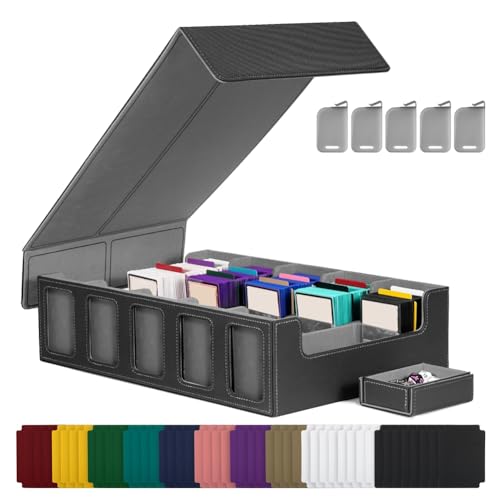 Koolenry Sammelkarten-Aufbewahrungsbox mit, 5-Reihige Kartenspielbox mit Abnehmbarem Deckel, Kartenspielbox für Spiel- und Sportkarten, Schwarz+ Koolenry Sammelkarten-Aufbewahrungsbox mit, 5-Reihige Kartenspielbox mit Abnehmbarem Deckel, Kartenspielbox für Spiel- und Sportkarten, Schwarz+ von Koolenry