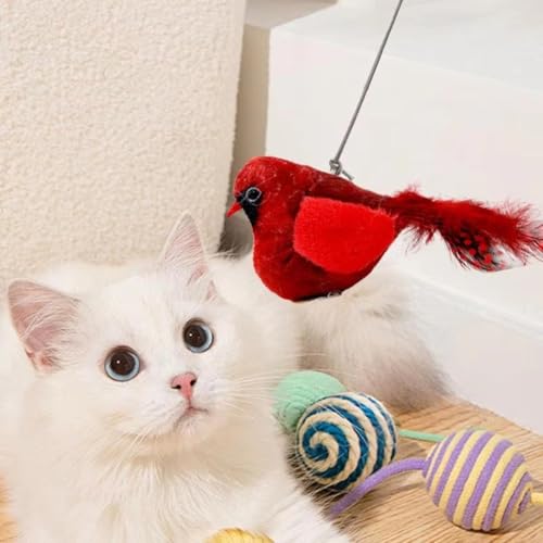 Koolenry Vogelspielzeug für Katzen, Simulations-Katzenvogelspielzeug, Lustiges Zwitscherndes Vogelspielzeug, Interaktives Haustier-Kauspielzeug für Kleine und Mittelgroße Katzenrassen von Koolenry