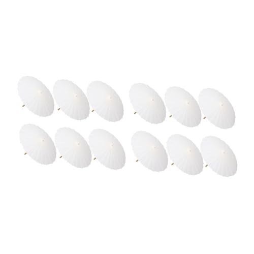 Koolenry Weiße Papierschirme (12 PCs) 23,7 DIY Oiled Paper Parasole für Hochzeit, Brautpartydekor, Fotografie -Requisiten von Koolenry