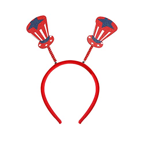 Koolgil Schöner 4. Juli Unabhängigkeitstag Stirnband Amerikanische Flagge Stirnband Nationaltag Stern Streifen Element Haarreifen für Erwachsene und Kinder (langer Zylinderhut-Stil) von Koolgil
