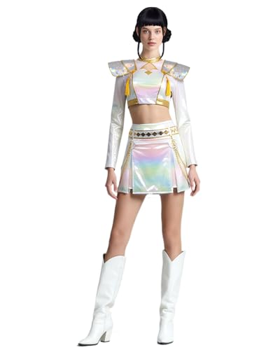 Anime-Dämonenjagd-Bühnen-Kostüm, K-Pop-Idol Zoey metallisch glitzernd, Cosplay-Outfits, komplettes Set, Halloween-Party, Karneval, Verkleidung für Erwachsene Anime-Dämonenjagd-Bühnen-Kostüm, K-Pop-Idol Zoey metallisch glitzernd, Cosplay-Outfits, komplettes Set, Halloween-Party, Karneval, Verkleidung für Erwachsene von Koongso