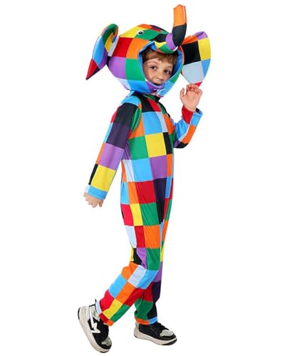 Das Patchwork-Elefanten-Kostüm für Kinder, buntes Elefanten-Kostüm mit Elefantenohren-Hut, Wolrd Book Day Kostüme für Jungen und Mädchen Das Patchwork-Elefanten-Kostüm für Kinder, buntes Elefanten-Kostüm mit Elefantenohren-Hut, Wolrd Book Day Kostüme für Jungen und Mädchen von Koongso
