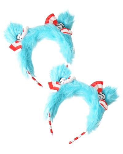 Dr.Seuss Thing 1 and Thing 2 Kostüm für Kinder Erwachsene, gestreiftes Stirnband mit blauer Kunstfell-Schleife, Weltbuchtag, Woche, Zubehör, Weihnachtsfeier, Bühnenrequisite Dr.Seuss Thing 1 and Thing 2 Kostüm für Kinder Erwachsene, gestreiftes Stirnband mit blauer Kunstfell-Schleife, Weltbuchtag, Woche, Zubehör, Weihnachtsfeier, Bühnenrequisite von Koongso