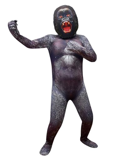 Gorilla-Kong-Kostüm für Kinder, Gorilla-Monster-King-Kostüm, Overall mit Vollkopfmaske, Horror-Kostüm, Anzüge für Halloween, Rollenspiele, Party, Schule, Bühne Gorilla-Kong-Kostüm für Kinder, Gorilla-Monster-King-Kostüm, Overall mit Vollkopfmaske, Horror-Kostüm, Anzüge für Halloween, Rollenspiele, Party, Schule, Bühne von Koongso