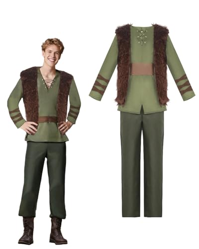 Hiccup Kostüm für Herren, zahnloser Wikinger-Drachenreiter, Rollenspiel-Set – Mittelalter-Shirt, Weste, Hose, Gürtel, Himmelskrieger, Halloween-Party-Outfit von Koongso