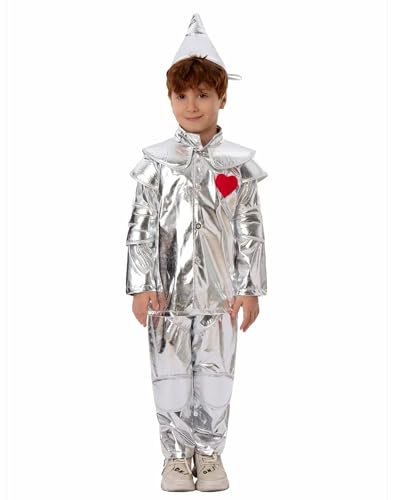 Jungen-Kostüm aus Zinn für Kinder, silberfarben, metallisch, Blechmann, Party-Outfit, Kinderkostüm zum Welttag des Buches Jungen-Kostüm aus Zinn für Kinder, silberfarben, metallisch, Blechmann, Party-Outfit, Kinderkostüm zum Welttag des Buches von Koongso