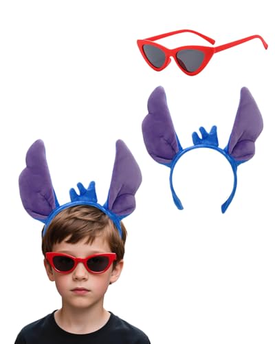 Koongso Alien-Hundekostüm-Zubehör für Erwachsene, blaues Alien-Hundeohren-Haarband mit roter Katzenaugen-Sonnenbrille, Cartoon-Tier-Partygeschenke, Halloween-Partyverkleidungen Koongso Alien-Hundekostüm-Zubehör für Erwachsene, blaues Alien-Hundeohren-Haarband mit roter Katzenaugen-Sonnenbrille, Cartoon-Tier-Partygeschenke, Halloween-Partyverkleidungen von Koongso