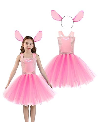 Koongso Alien Hundekostüm für Mädchen, Lilo Ohana Hundeohren Stirnband Sparkle Prinzessin Tüll Tutu Kleid, Cartoon Alien Cosplay Outfits Geburtstag Party Dress Up von Koongso
