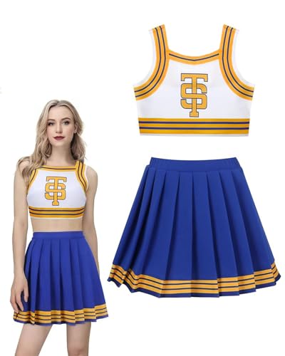 Koongso Cheerleader-Kostüm für Erwachsene, Damen, Taylor-Cheerleader-Uniform, Fußball, Mädchen, High School, Cheer, Leader, Tanzen, bauchfreies Top, Faltenrock, Halloween, Bühnen-Outfits Koongso Cheerleader-Kostüm für Erwachsene, Damen, Taylor-Cheerleader-Uniform, Fußball, Mädchen, High School, Cheer, Leader, Tanzen, bauchfreies Top, Faltenrock, Halloween, Bühnen-Outfits von Koongso