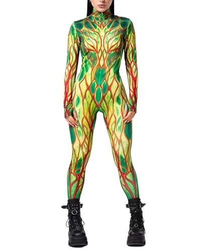 Koongso Damen Tier Halloween Kostüm Jumpsuit Frauen 3D Druck Meerjungfrau Skinny Catsuit Langarm Schlange Bodysuit Einteiler Strampler Einteiler Koongso Damen Tier Halloween Kostüm Jumpsuit Frauen 3D Druck Meerjungfrau Skinny Catsuit Langarm Schlange Bodysuit Einteiler Strampler Einteiler von Koongso
