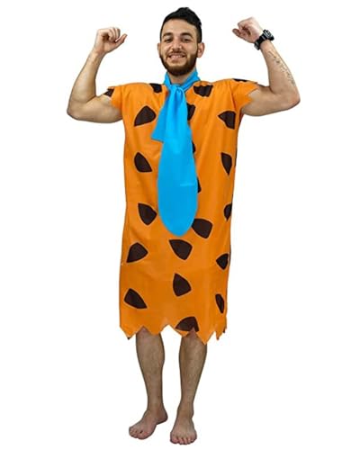 Koongso Erwachsene Höhlenmensch Fred Kostüm Herren prähistorische Steinzeit Orange bedruckte Tunika Halloween Rollenspiel Verkleidung Karneval Geburtstag Familie Party Outfits Koongso Erwachsene Höhlenmensch Fred Kostüm Herren prähistorische Steinzeit Orange bedruckte Tunika Halloween Rollenspiel Verkleidung Karneval Geburtstag Familie Party Outfits von Koongso