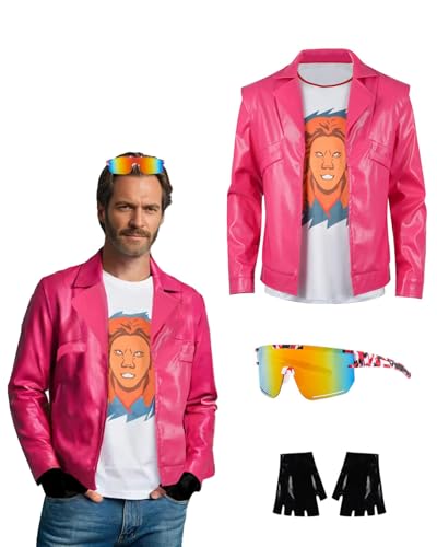 Koongso Erwachsenenkostüm-Set "Trash Man" Garrett – rosa Mantel, ärmelloses Hemd, Handschuhe, Neon-Brille, Spielfilm-Charakter, Garrett, Kostüm für Herren von Koongso