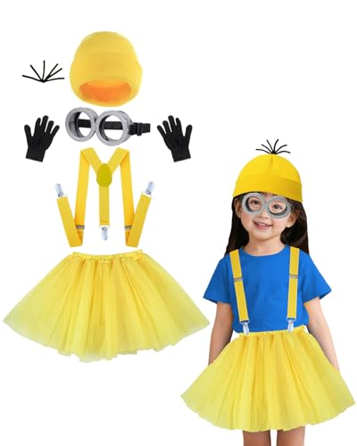 Koongso Gelbes Kostümzubehör für Kinder – gelbe Beanie-Tutu-Kleid-Brille, Riemen und Handschuhe, Mädchen, Halloween-Party, Verkleidung, 5 Stück Koongso Gelbes Kostümzubehör für Kinder – gelbe Beanie-Tutu-Kleid-Brille, Riemen und Handschuhe, Mädchen, Halloween-Party, Verkleidung, 5 Stück von Koongso
