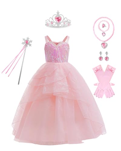 Koongso Glinda Die Gute Hexe Kostüm für Mädchen, Rosa Hexenkostüm Bubble Tüll Prinzessin Kleid Mädchen Pailletten Partykleid mit Krone und Zauberstab Koongso Glinda Die Gute Hexe Kostüm für Mädchen, Rosa Hexenkostüm Bubble Tüll Prinzessin Kleid Mädchen Pailletten Partykleid mit Krone und Zauberstab von Koongso