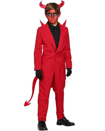 Koongso Halloween Red Bull Devil Costume for Kids Scary Demon Outfits with Horns Headband Boys Girls Role Play Carnival Party Fancy Dress Up Stage Photo Props Koongso Halloween Red Bull Devil Costume for Kids Scary Demon Outfits with Horns Headband Boys Girls Role Play Carnival Party Fancy Dress Up Stage Photo Props von Koongso