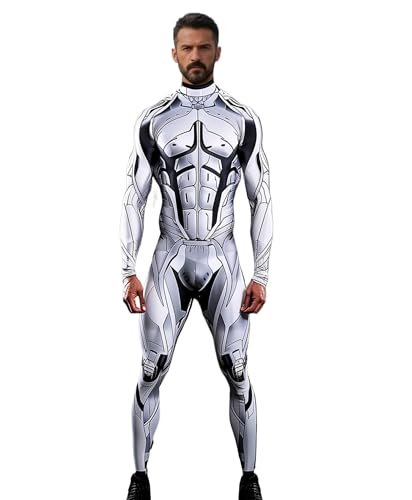 Koongso Herren 3D Roboter Superhelden Druck Bodysuit Halloween Kostüm Unisex Erwachsene Rüstung Roboter Skelett Cosplay Jumpsuit Futuristisches Cyborg Kostüm Verkleidung Koongso Herren 3D Roboter Superhelden Druck Bodysuit Halloween Kostüm Unisex Erwachsene Rüstung Roboter Skelett Cosplay Jumpsuit Futuristisches Cyborg Kostüm Verkleidung von Koongso