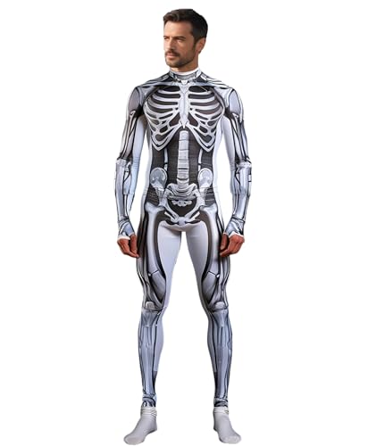 Koongso Herren 3D Roboter Superhelden Druck Bodysuit Halloween Kostüm Unisex Erwachsene Rüstung Roboter Skelett Cosplay Jumpsuit Futuristisches Cyborg Kostüm Verkleidung Koongso Herren 3D Roboter Superhelden Druck Bodysuit Halloween Kostüm Unisex Erwachsene Rüstung Roboter Skelett Cosplay Jumpsuit Futuristisches Cyborg Kostüm Verkleidung von Koongso